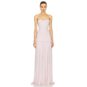 Helsa Ponte Upper Knit Chiffon Lower Naomi Pink long Dress Small $358 msrp